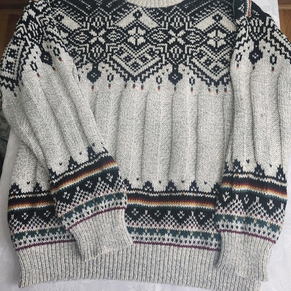 Vintage Hampton Bay USA Wool Fair Isle Sweater Nordic Knit Men’s XL - Picture 4 of 8